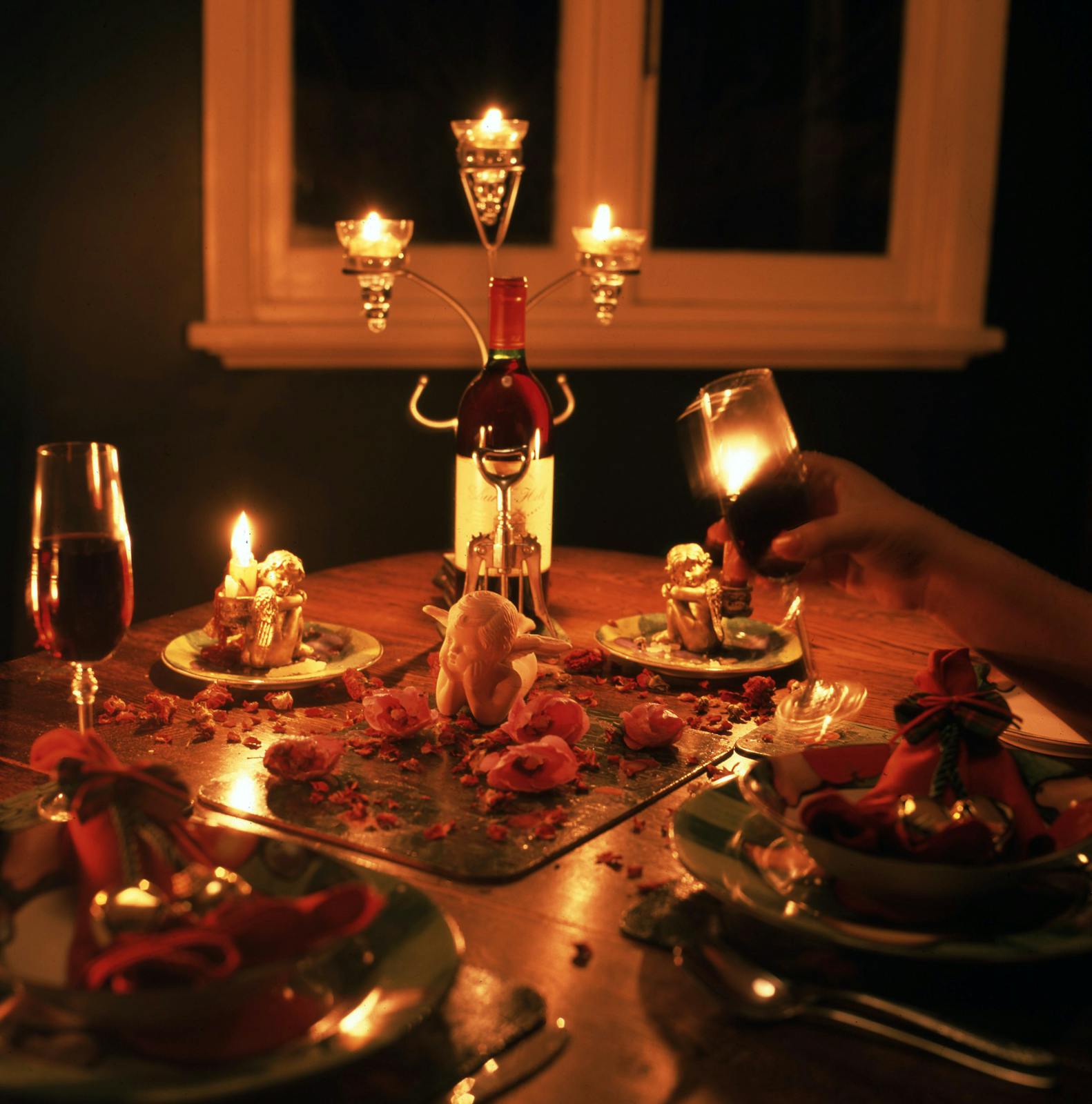 Table set with candles and seasonal dishes at Sensoria House
